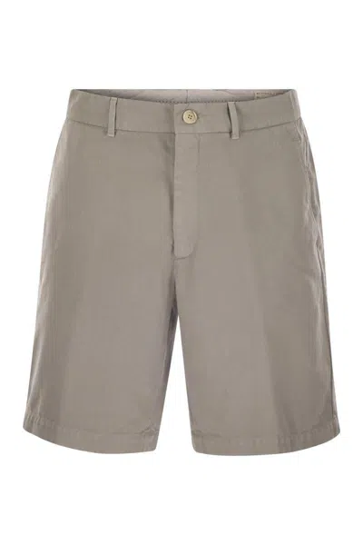 Brunello Cucinelli Cotton Gabardine Bermuda Shorts In Brown
