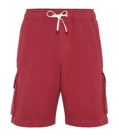 Brunello Cucinelli Cotton Gabardine Bermuda Shorts In Red