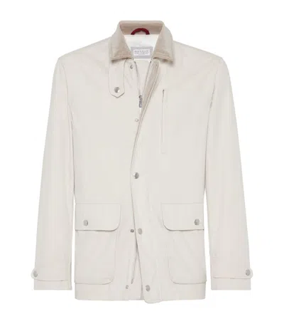 Brunello Cucinelli Cotton-gabardine Field Jacket In Chalk