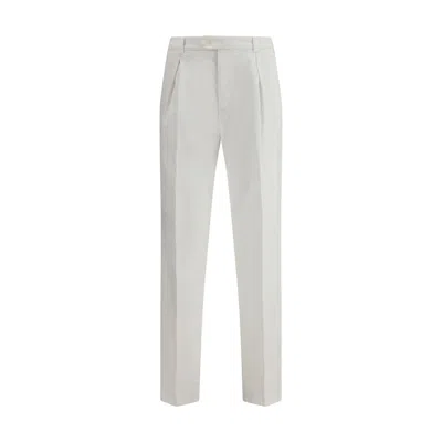 Brunello Cucinelli Men Cotton Gabardine Pants In White