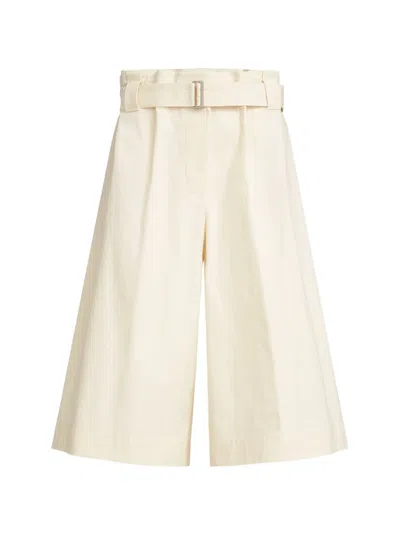 Brunello Cucinelli Cotton Gabardine Paperbag-waist Bermuda Shorts In Neutral