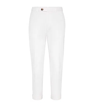 BRUNELLO CUCINELLI COTTON GABARDINE PLEATED TROUSERS