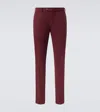 Brunello Cucinelli Cotton Gabardine Slim Pants In Burgundy
