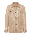 Brunello Cucinelli Metallic Cotton Gauze Shirt Jacket In Sand