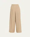 Brunello Cucinelli Cotton Gauze Wide-leg Pull-on Track Pants In Neutral