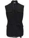 Brunello Cucinelli Monili Belted Sleeveless Waistcoat In Black
