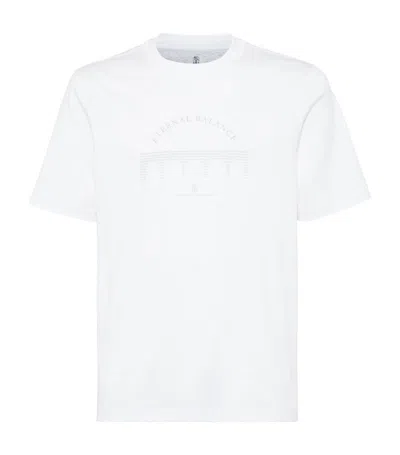 Brunello Cucinelli Cotton Graphic Print T-shirt In White