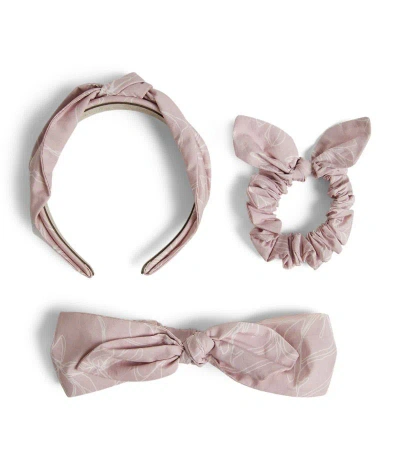 Brunello Cucinelli Kids' Cotton Hair Accessories (set Of 3) In Pink