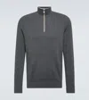 Brunello Cucinelli Half-zip High Collar Ribbed Sweater In Grau