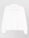 Brunello Cucinelli Cotton High Neck Sweater Drawstring Collar In White