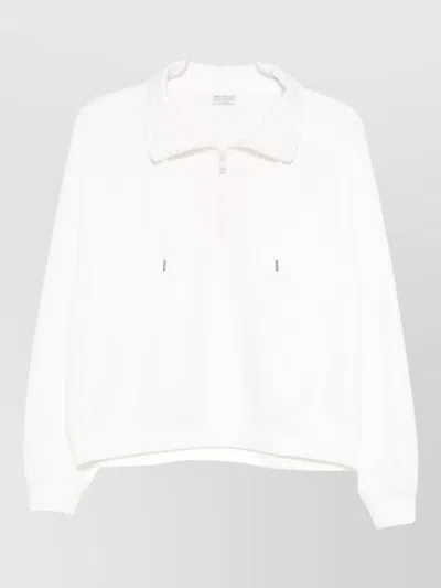 BRUNELLO CUCINELLI COTTON HIGH NECK SWEATER DRAWSTRING COLLAR