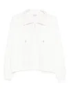 Brunello Cucinelli Cotton High Neck Sweater Drawstring Collar In White