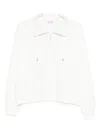 Brunello Cucinelli Cotton High Neck Sweater Drawstring Collar In White