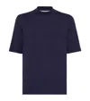 Brunello Cucinelli T-shirt With Raised Collar In Blue