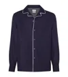 Brunello Cucinelli Cotton Honeycomb Piped Shirt In Blue