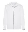Brunello Cucinelli Cotton Honeycomb Piped Shirt In White