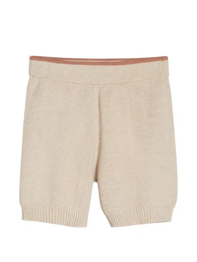Brunello Cucinelli Cotton Honeycomb Stitch Knit Baby Bernie Bermuda Shorts In Brown