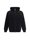 Brunello Cucinelli Men Cotton Hoodie In Denim Grigio Medio