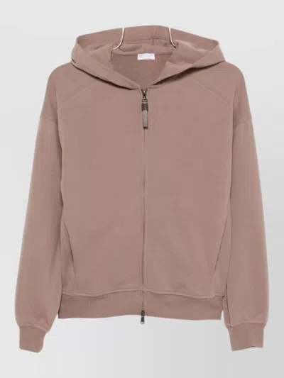 Brunello Cucinelli Cotton Hoodie Long Sleeves Hooded Design In Brown