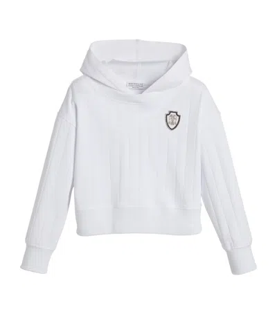 Brunello Cucinelli Kids' Cotton Hoodie In White
