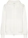 Brunello Cucinelli White Shiny Trims Zip-up Hoodie In White