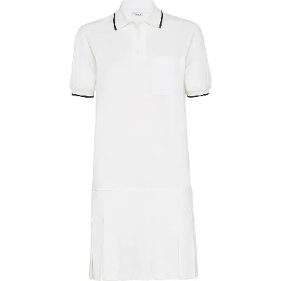 Brunello Cucinelli Stripe-tipping Cotton Minidress In White