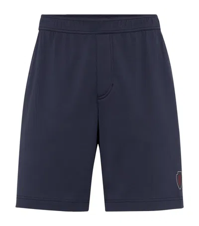 Brunello Cucinelli Cotton Interlock Logo Shorts In Blue