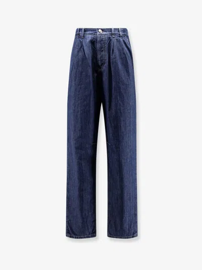 Brunello Cucinelli Logo Patch Straight-leg Jeans In Blue