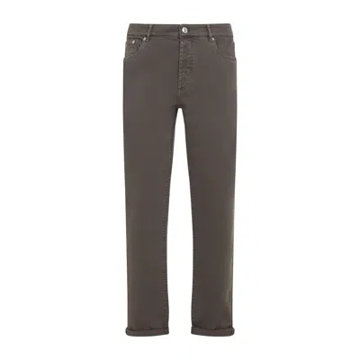 Brunello Cucinelli Straight-leg Turn-up Jeans In Brown