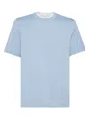 Brunello Cucinelli Cotton Jersey Crew Neck T-shirt With Faux-layering In Blue