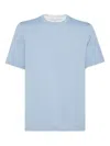 Brunello Cucinelli Cotton Jersey Crew Neck T-shirt With Faux-layering In Blue