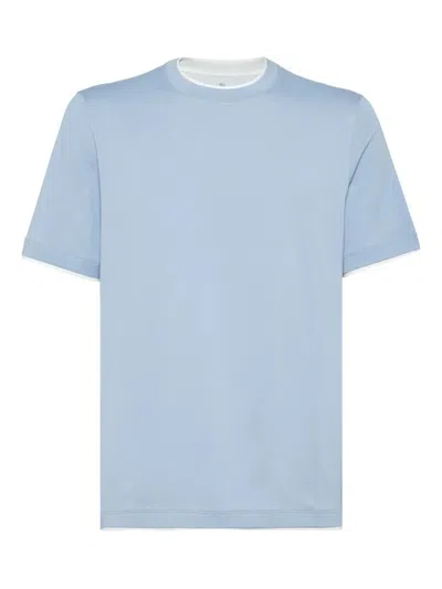 BRUNELLO CUCINELLI BRUNELLO CUCINELLI COTTON JERSEY CREW NECK T-SHIRT WITH FAUX-LAYERING
