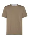 Brunello Cucinelli Cotton Jersey Crew Neck T-shirt With Faux-layering Clothing In Green