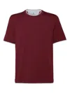 Brunello Cucinelli Cotton Jersey Crew Neck T-shirt With Faux-layering Clothing In Red