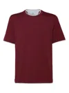 Brunello Cucinelli Cotton Jersey Crew Neck T-shirt With Faux-layering Clothing In Red