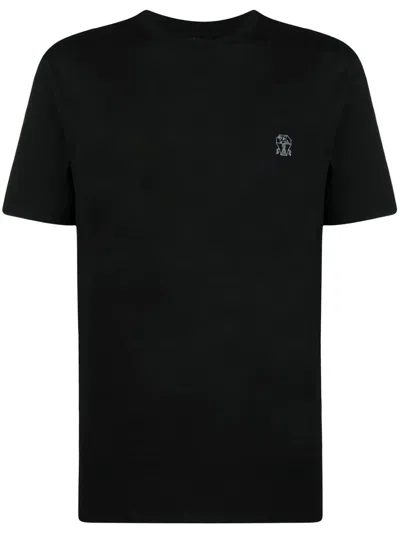 Brunello Cucinelli Cotton Jersey Crew Neck T-shirt With Logo In Black
