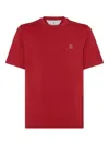 Brunello Cucinelli Cotton Jersey Crew Neck T-shirt With Logo Clothing In Red