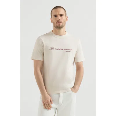 Brunello Cucinelli Cotton Jersey Crew-neck T-shirt With Embroidery And Print In Animal Print