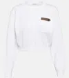 Brunello Cucinelli Cotton Jersey Cropped Sweater In Bianco