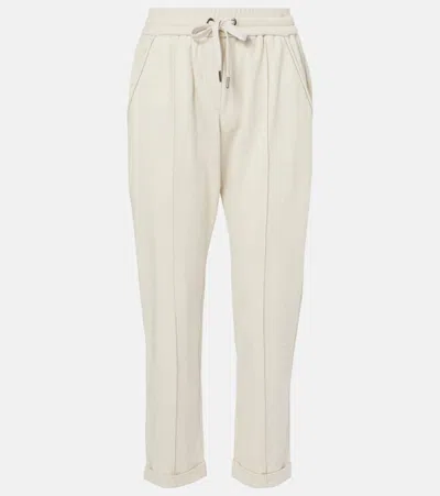 BRUNELLO CUCINELLI COTTON JERSEY CROPPED SWEATPANTS