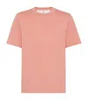 Brunello Cucinelli Light Red Cotton T-shirt With Embroidered Logo In Red
