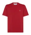 Brunello Cucinelli Cotton-jersey Logo T-shirt In Red