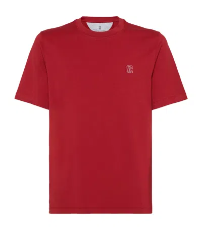 Brunello Cucinelli Cotton-jersey Logo T-shirt In Red