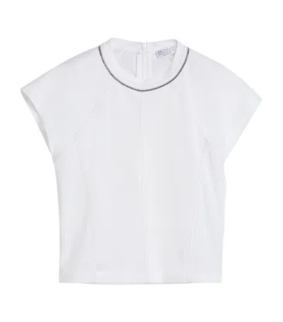 Brunello Cucinelli Kids' Cotton Jersey Monili-detail T-shirt In White