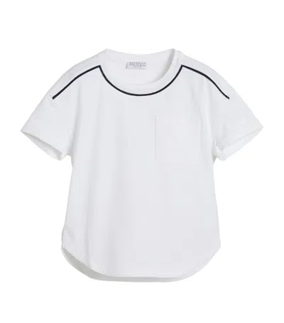 Brunello Cucinelli Kids' Cotton Jersey Monili T-shirt In White