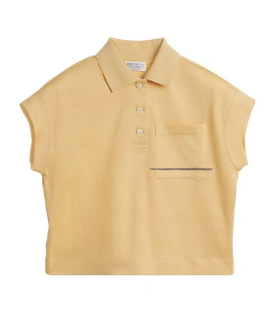 Brunello Cucinelli Kids' Cotton Jersey Polo Shirt (4-12+ Years) In Yellow