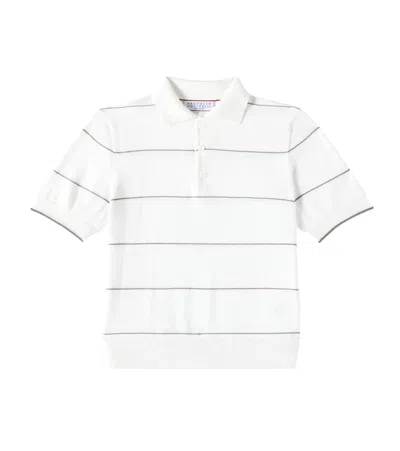 Brunello Cucinelli Kids' Cotton Jersey Polo Shirt In Panama+corteccia