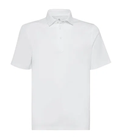 Brunello Cucinelli Men Polo With Shirt-style Collar And Faux-layering In White