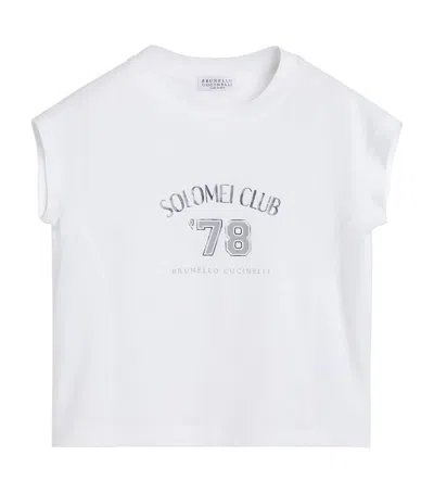 Brunello Cucinelli Kids' Cotton Jersey Printed T-shirt In White