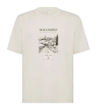 Brunello Cucinelli Grey Cotton Jersey Milano T-shirt In White